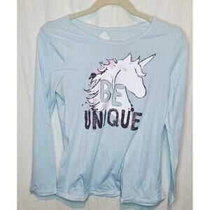 Girls Blue BE UNIQUE Long Sleeve Shirt Top Size 14/16 by Justice